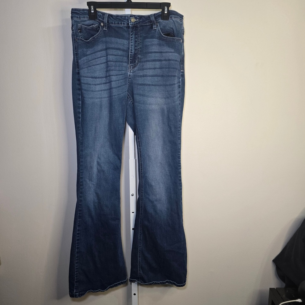 KanCan Women Flare Jeans Medium Wash High Rise KC6102M-B Blue Size 1XL